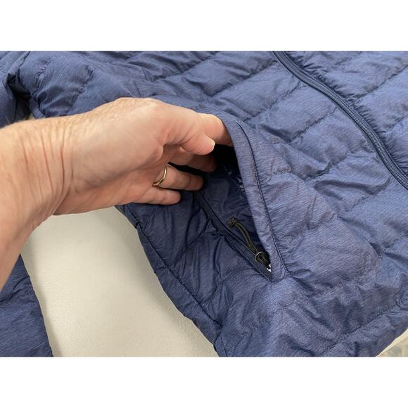 Heatkeep Packable Down Jacket Mens Large Navy Blue Puffer Insulated Full Zip - Picture 5 of 13